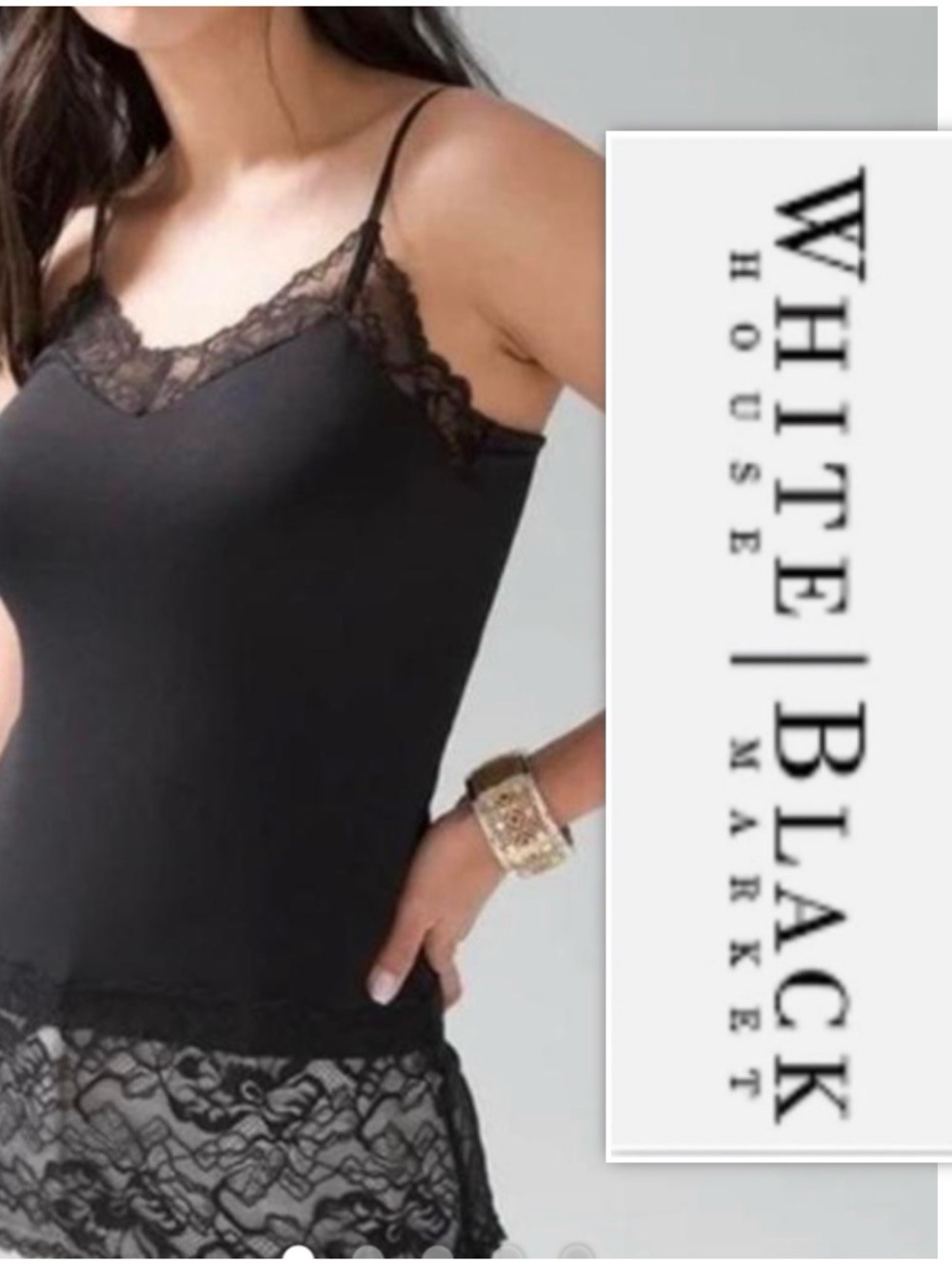 White House Black Market Black Lace Trimmed Cami